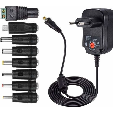 12W Universal Power Adapter AC DC 3V to 12V – 8 Selectable Connectors – 115cm Cable – 1000mA Max Current (1/5)