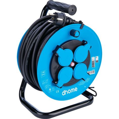 Enrouleur Pro Ip44 25m Robuste, étanche, Usage Extérieur - Dhome