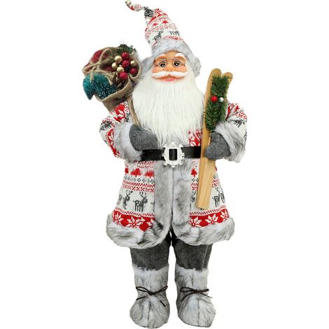 Figurine de père noël debout en peluche, Statue de noël pour scène d'affichage de fenêtre, décoration de bureau à domicile 17,72 pouces (1/5)