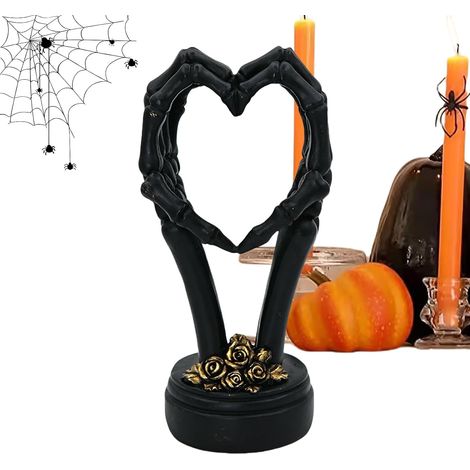 Décoration Mains Cœur Sculpture Décorative Amusante Halloween Résine Décoration Statue Bibliothèque Doigt Squelette Pour Les Fêtes Et Célébrations Maison Bureau Entrée Manteau De Cheminée (1/5)