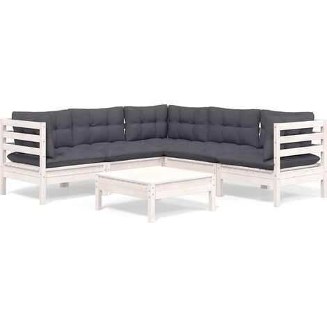 Maison Exclusive - Muebles de jardín 6 pzas con cojines blanco ma (1/5)