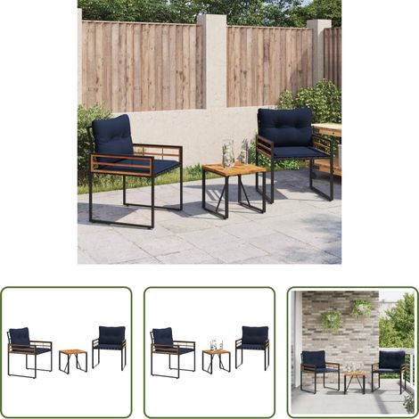 vidaXL Balkonmöbel - Gartenmöbel Set mit Kissen 3 pcs Marineblau (1/5)