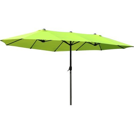Parasol double ovale vert 460 x 270 cm avec manivelle pour jardin et terrasse (1/5)