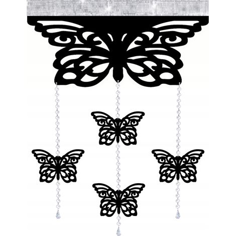 Moderner Vorhang mit Schmetterlingsmuster und durchbrochenen Anhängern, GLAMOUR Garland 60x95