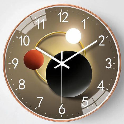 Moderne, geräuschlose Quarz-Wanduhr, 20 cm, übergroße runde Ziffern