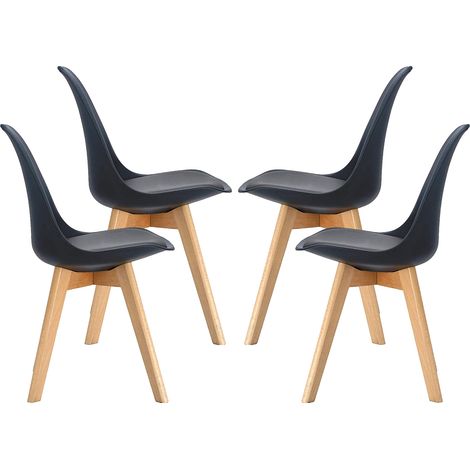 4 MAURY'S SEDIE NORDICA NERA STILE SCANDINAVO GAMBE IN LEGNO CON CUSCINO (1/5)