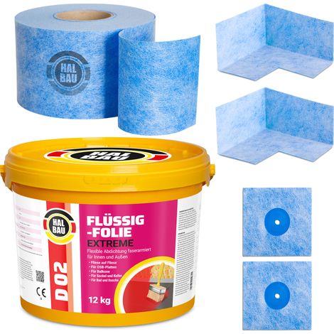 HALBAU Dichtset für Duschabdichtung Bad Abdichtung Dichtband Flüssigfolie 12kg H316 (1/5)