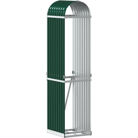 Log Holder Green 40x45x170 cm Galvanised Steel vidaXL