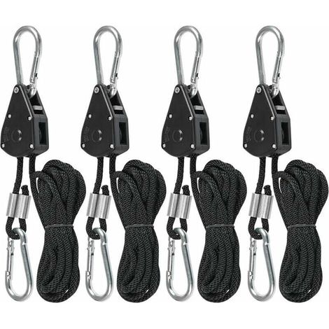 Ratchet Cords with Hooks for Lamps or Plants, Adjustable Hook Cords 240cm Long (2 Pairs) (1/5)