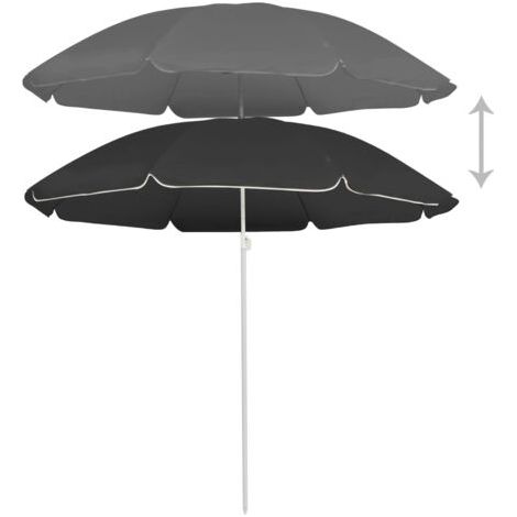 Pair INLIFE Parasol d'extérieur avec mât en acier 180 cm Anthracite (1/5)