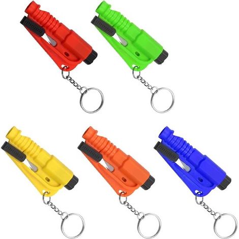 Juego de 5 piezas para romper cristales de coche, llavero de seguridad 3 en 1 (1/5)