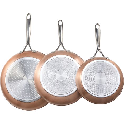 Mophorn Ensemble de poêles en aluminium, poêles en céramique antiadhésives, 3 tailles, ustensiles de cuisine durables avec poignées résistantes à la chaleur, convient à la cuisson par induction, gris
