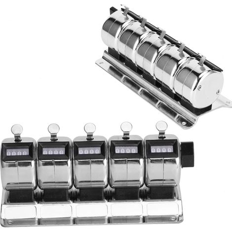 Compteur manuel mécanique en acier inoxydable, cliqueur 4 chiffres, lot de 5, outil de comptage pour bricolage et quincaillerie (1/5)