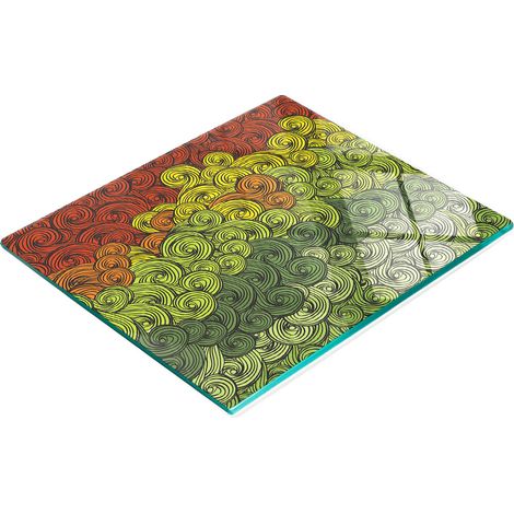 Tabla decorativa de cristal para servir aperitivos, dise帽o de olas coloridas, 60x52 cm (1/5)