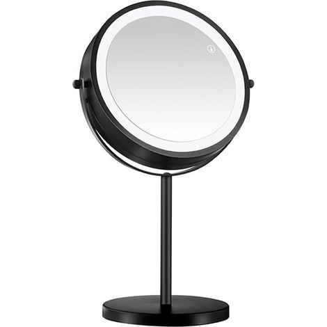 Grande coiffeuse éclairée, coiffeuse rotative éclairée, coiffeuse à luminosité réglable (noir) (1/5)