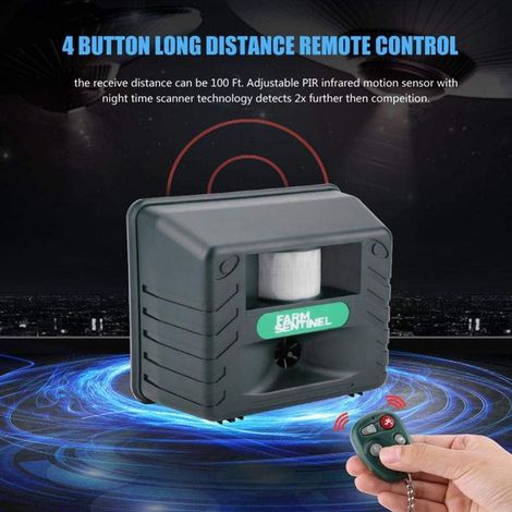 Répulsif pour Animaux, Alarme ultrasonique à 4 Sons répulsif électronique pour Oiseaux Sauvages en Plein air(Prise EU220V)