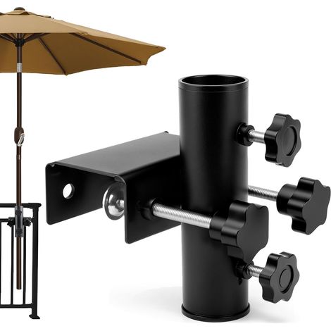 Bardusch - Support de parasol pour balcon, balustrade de balcon, balustrade de balcon, support de parasol stable, noir (1/4)