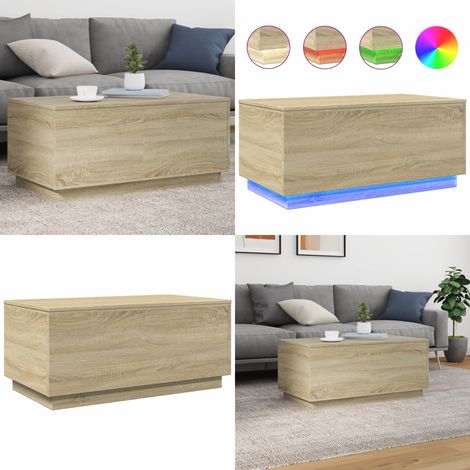 Table basse avec lumières LED chêne sonoma 90x50x40 cm - Table Basse Design - Table Basse Led - Table Basse Lumineuse - Meuble Salon - Table D'appoint - Home & Living (1/5)