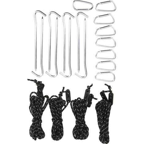 Piquets de tente de camping avec cordes de 2 m et boucles en aluminium pour pique-nique et aventures en plein air (1/5)