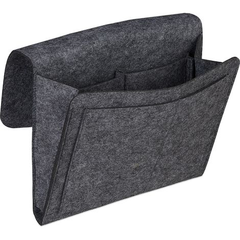 Organiser da letto con 5 scomparti pratico portaoggetti camera da letto 26 x 28 x 5 cm in feltro grigio 130009728