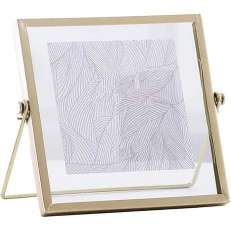 Cadre photo transparent en verre avec support en fer, à poser sur une table, pour fleurs séchées, décoration intérieure, 10 cm (4 pouces).