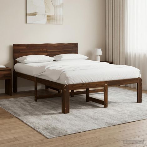 Cama doble con cabecero ROSTOCK Marrón Oscuro 140 x 190 cm (1/5)