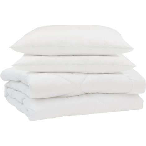 Ensemble couette et oreiller d'été en duvet, 3 pièces, microfibre blanche. (1/5)