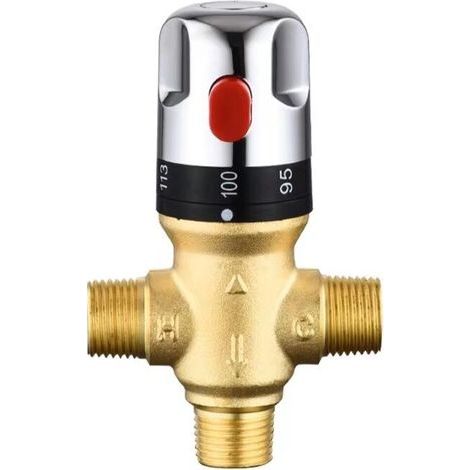 Mitigeur thermostatique de salle de bain réglable en laiton, mitigeur eau chaude/eau froide, vanne de régulation de température. (1/5)