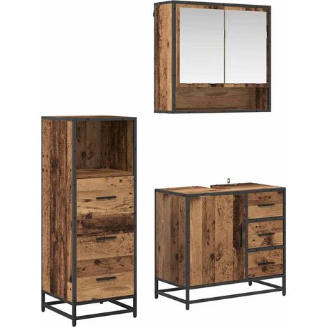 vidaXL Set di mobili per il bagno con cassetto 3 pcs Legno (1/5)