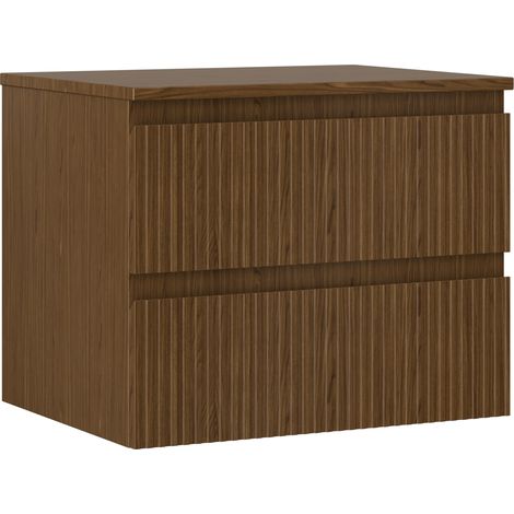 Mexen Rivel Badschrank für Waschbecken 60 cm mit Platte, 2 Schubladen, geriffelt, Nussbaum - 91A20-06047-2-BFFC86 (1/5)