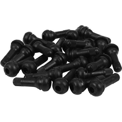 25x Valves de pneu tubeless courtes en caoutchouc pour voiture, à enclenchement sous vide, en alliage-- (1/5)