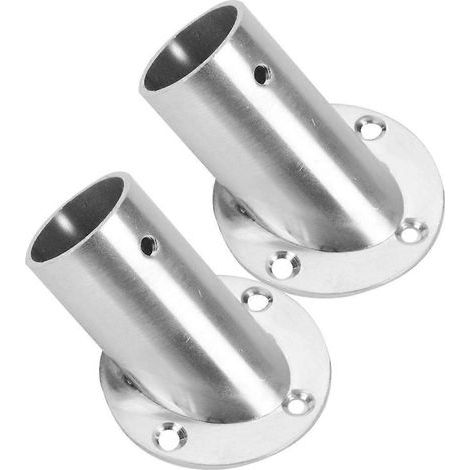 abgeschrägte Duschstangenhalterungen, Handtuchhalterhalterungen, Kleiderstangen-Endhalterungen – 6,60 x 5,20 x 5,20 cm – Silber (1/4)