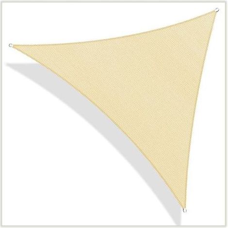 Voile d'Ombre Triangle pour Terrasse Jardin – Toile PE Sable, 6.1x6.1x6.1m / 20x20x20ft, Canopée Extérieure (1/5)