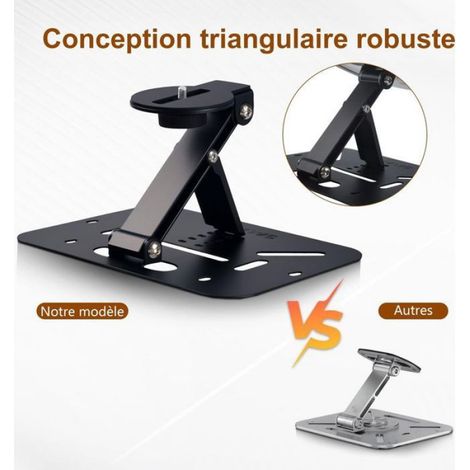Support Videoprojecteur - Rotation 360° - Montage Pied Table Plafond Mural - Filetage 1/4" - Noir - 1 Pièce (1/5)