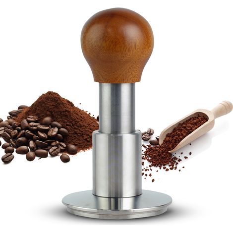 [Prensador de café] Impact [Base ergonómica de acero inoxidable 304 de 58,35 mm] – Modelo ajustable hasta 13,6 kg (30 lb) con dosificador y nivelador, señal acústica y mango de madera/metal.