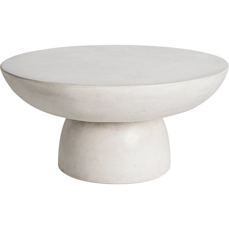 Table basse design grès gris style art déco sculptural - Gris minéral et bois naturel (1/4)