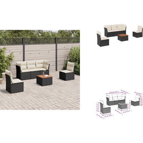 Salon de jardin 6 pcs avec coussins noir résine tressée - Salon De Jardin - Meuble Extérieur - Résine Tressée - Set Salon - Mobilier De Jardin (1/3)