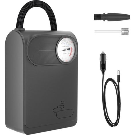 Ortviai Pompe à Air Automobile Portable 12 V avec Manomètre Mécanique – MC-CQB01, Noir, ABS, 80 W (1/3)
