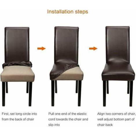 Housse De Chaise - Cuir Synthétique Polyuréthanne - Pour Dossier 52 À 60 Cm - Lot De 4 Pièces (1/5)