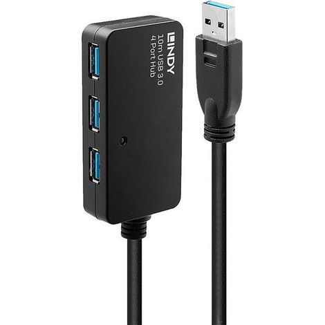 Hub activo USB 3.0 Lindy de 4 puertos, 5 Gbps, 10 m, USB 3.2 Gen 1 tipo A, 43159 (1/4)