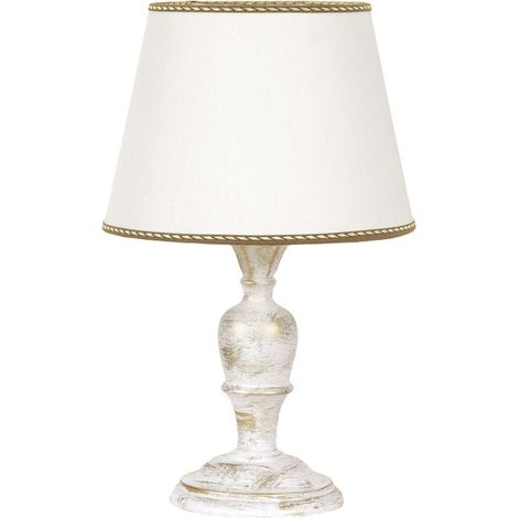 Lumetto In Legno Classico Bianco Oro Polvere 1 Luce Nibbio