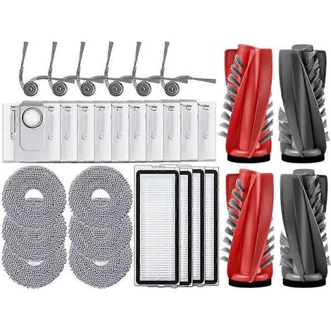 Pièces détachées pour aspirateur Roborock Qrevo 5AE Curv / S5X / 5A1 / 5XC / CurvC : rouleau principal, brosse latérale, filtre HEPA, lingette de nettoyage et sac à poussière (1/5)