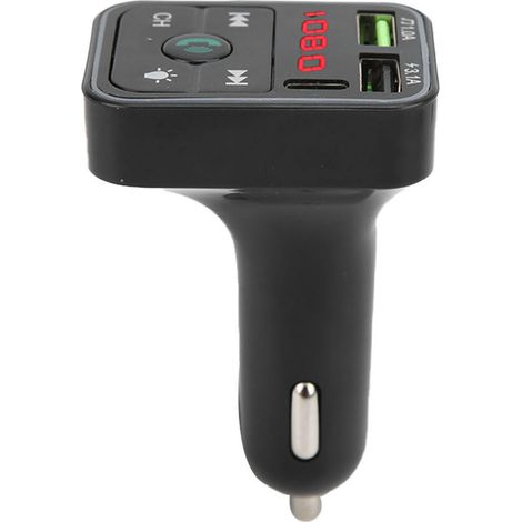 Transmetteur FM Bluetooth 5.0 12V/24V avec lumière d'ambiance colorée, chargeur de téléphone et lecteur MP3 pour voiture (1/5)