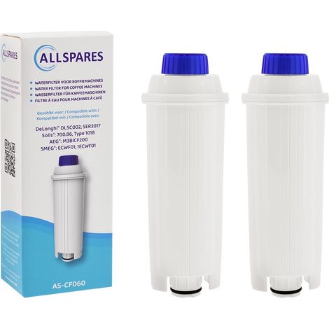 Filtro de agua AllSpares (2x) apto para cafeteras de la serie ECAM, filtro de repuesto para Delonghi DLSC002 / SER3017 (1/5)