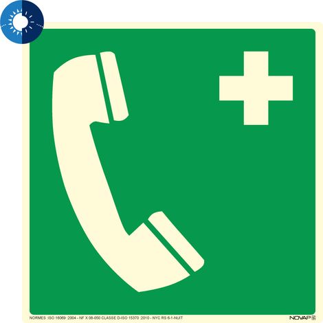 Panneau photoluminescent HD Téléphone de secours - rigide 200x200mm - 4055244