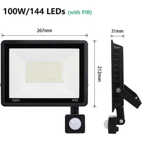 HONORNIC - Projecteur 100 W RGB IP66 étanche à l'eau et à la poussière, haute luminosité, pour jardin extérieur