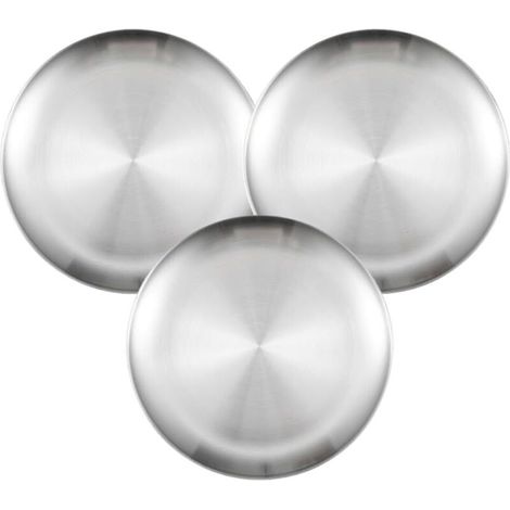 Lot de 3 Assiettes Inox - 20cm - Acier Inoxydable - Résistant - Camping Randonnée Pique-nique