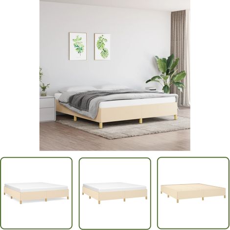 The Living Store Bettgestell ohne Matratze Creme 180x200 cm Stoff - Bettrahmen - Doppelbett - Boxspringbetten - Lattenrost - Cremefarbenes Bett (1/5)