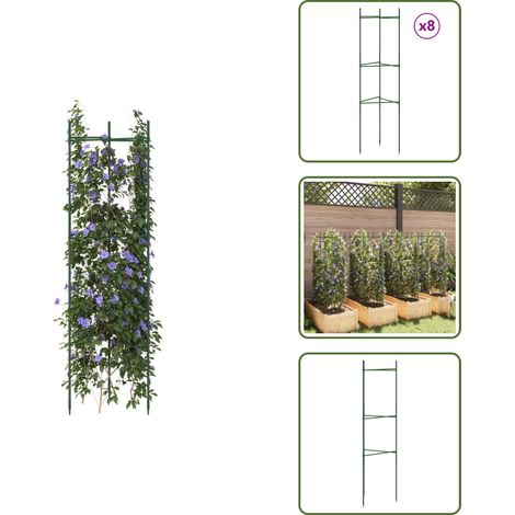 The Living Store Cages à tomates 8 pcs 116 cm acier et PP - Cage Tomate - Support Plante - Tutor Tomater - Serre - Jardin (1/5)
