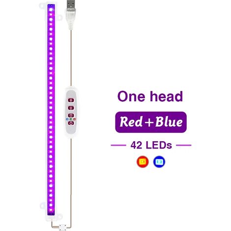 Lampes de croissance pour plantes (Lumière bleue et rouge 1) Lampe de croissance LED à spectre complet USB 5V pour plantes d'intérieur, semis de fleurs, serre, Fitolampy (1/5)